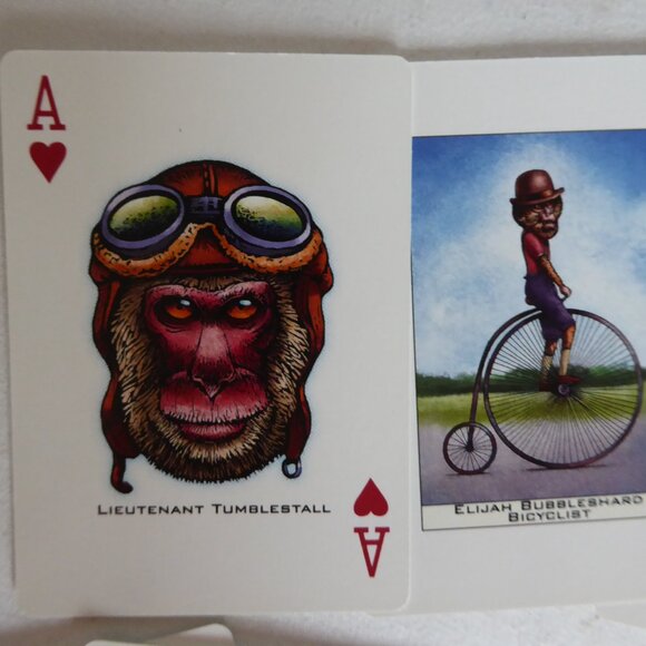 NEW SIMIAN APE MONKEY WHIMSICAL PORTRAIT ILLUSTRATED PLAYING CARDS - Picture 5 of 9